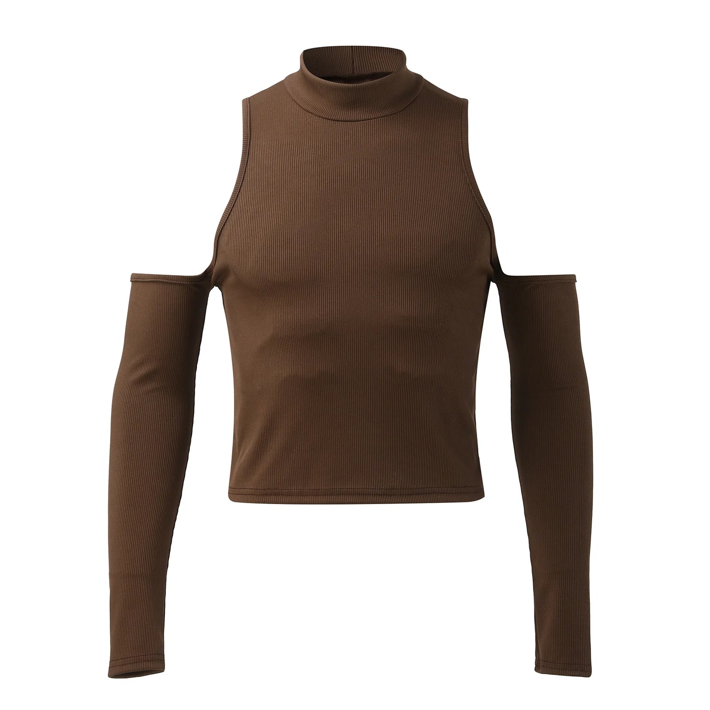 2023 Men Hollow Out Long Sleeve T Shirt Casual Turtleneck Sweatshirt Streetwear Sexy Crop Off Shoulder Tops Summer
